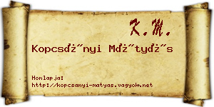 Kopcsányi Mátyás névjegykártya