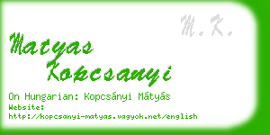 matyas kopcsanyi business card
