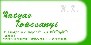 matyas kopcsanyi business card